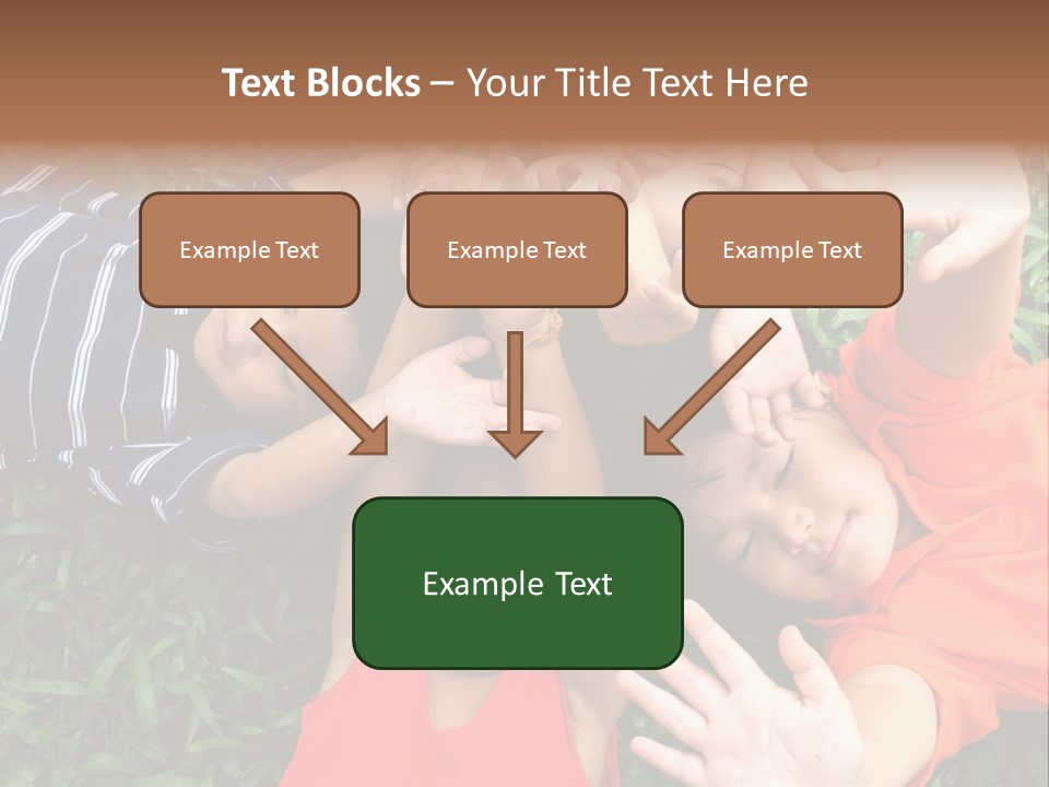 Four Children Playing In The Park. PowerPoint Template