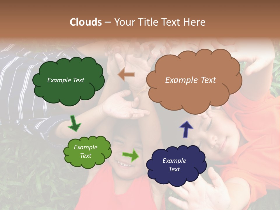 Four Children Playing In The Park. PowerPoint Template