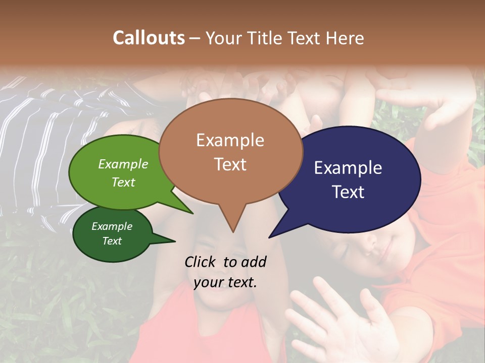 Four Children Playing In The Park. PowerPoint Template