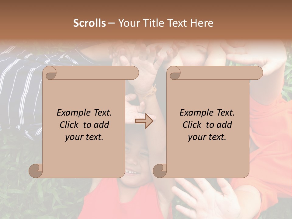 Four Children Playing In The Park. PowerPoint Template