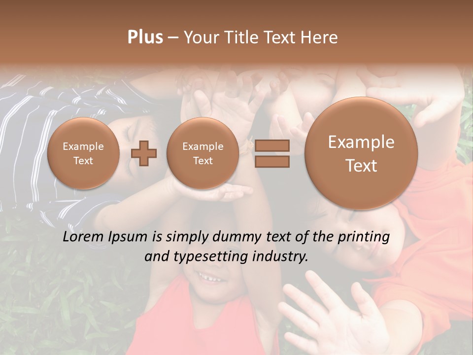 Four Children Playing In The Park. PowerPoint Template