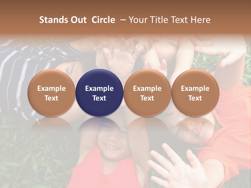 Four Children Playing In The Park. PowerPoint Template
