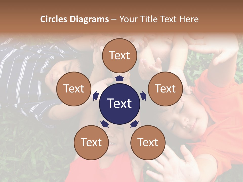 Four Children Playing In The Park. PowerPoint Template