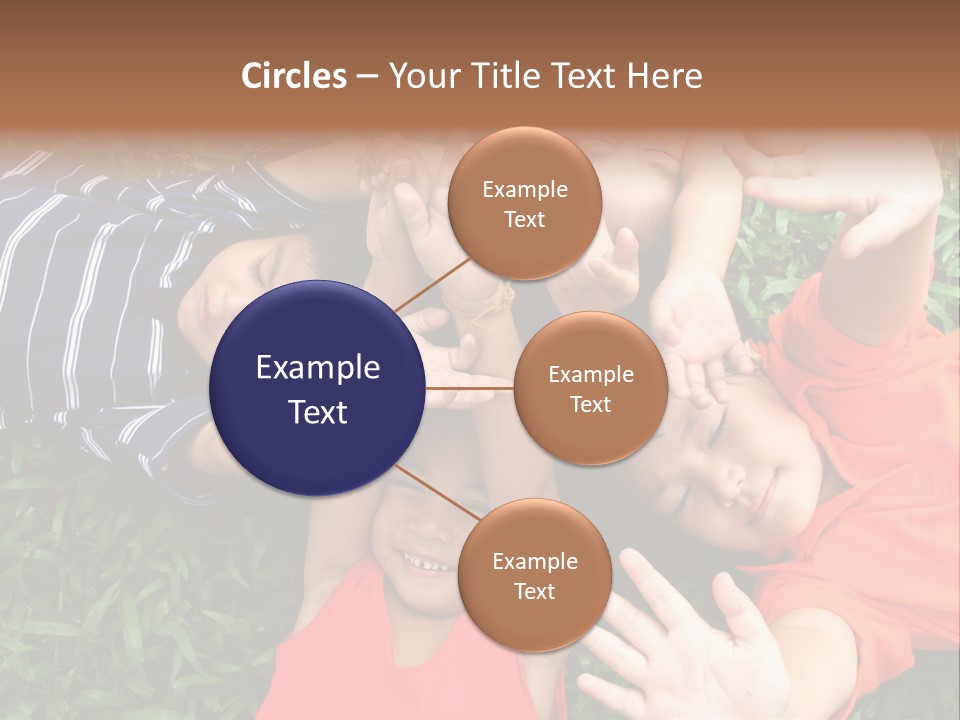 Four Children Playing In The Park. PowerPoint Template