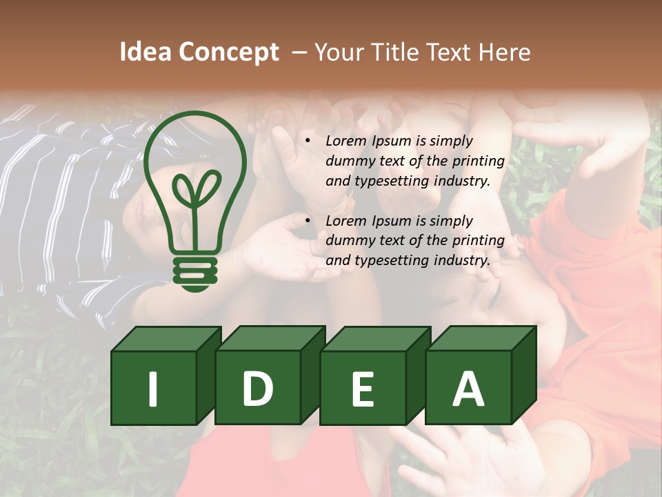 Four Children Playing In The Park. PowerPoint Template