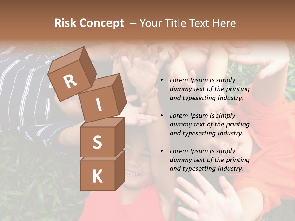 Four Children Playing In The Park. PowerPoint Template