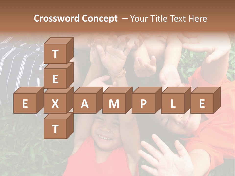 Four Children Playing In The Park. PowerPoint Template