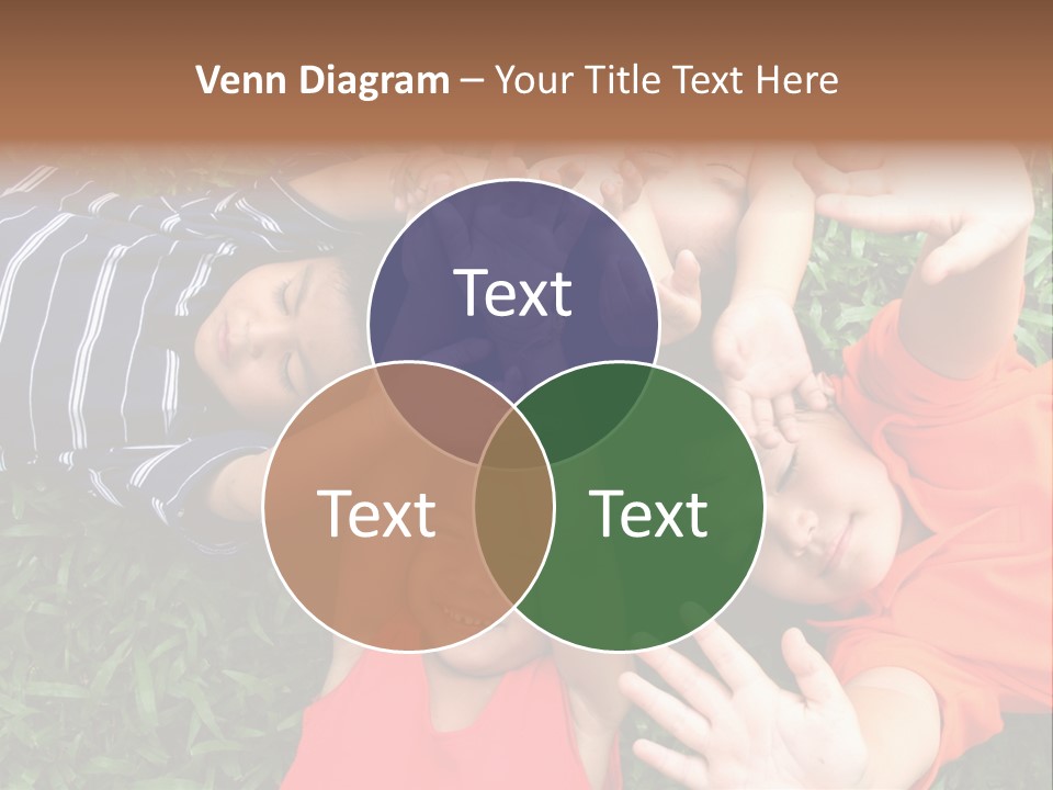 Four Children Playing In The Park. PowerPoint Template