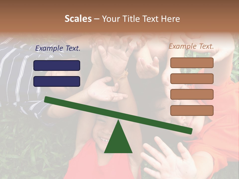 Four Children Playing In The Park. PowerPoint Template