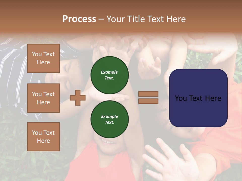 Four Children Playing In The Park. PowerPoint Template