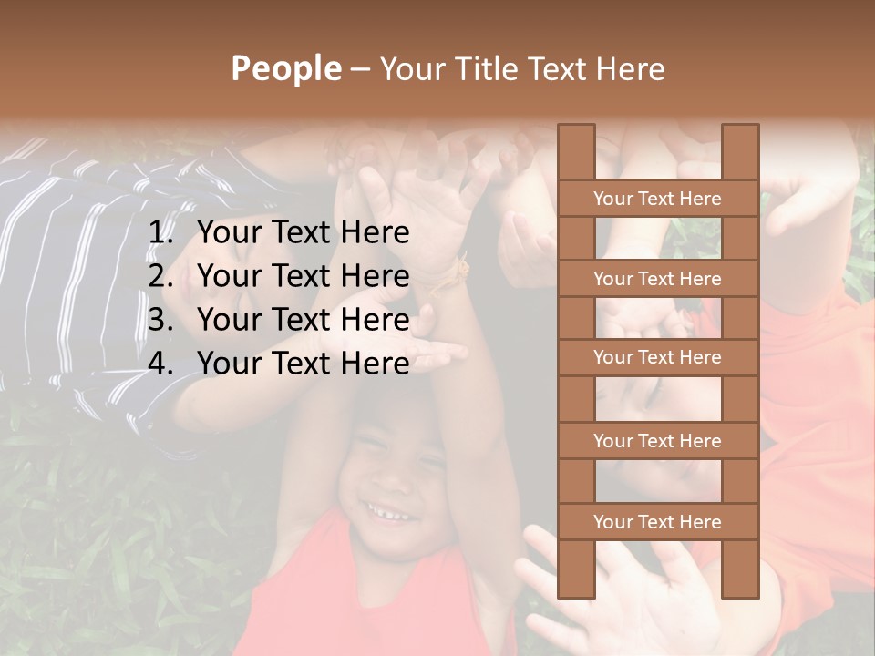 Four Children Playing In The Park. PowerPoint Template