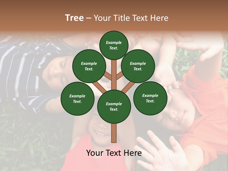Four Children Playing In The Park. PowerPoint Template