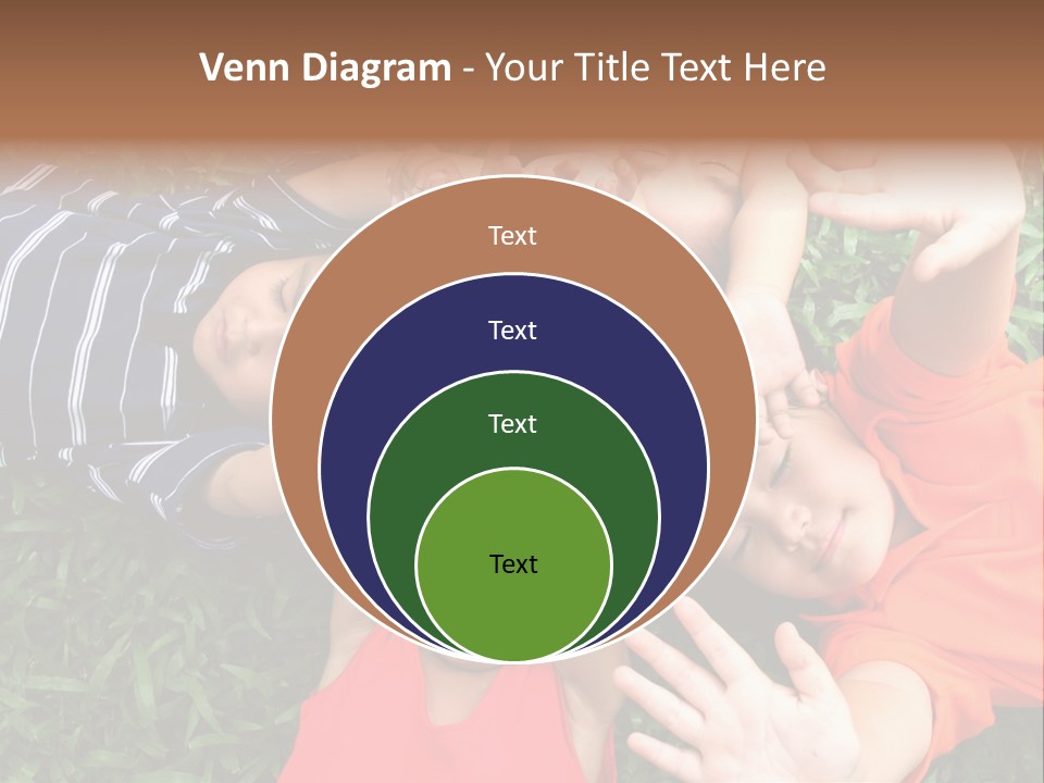 Four Children Playing In The Park. PowerPoint Template