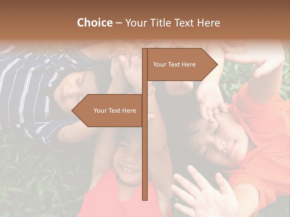 Four Children Playing In The Park. PowerPoint Template