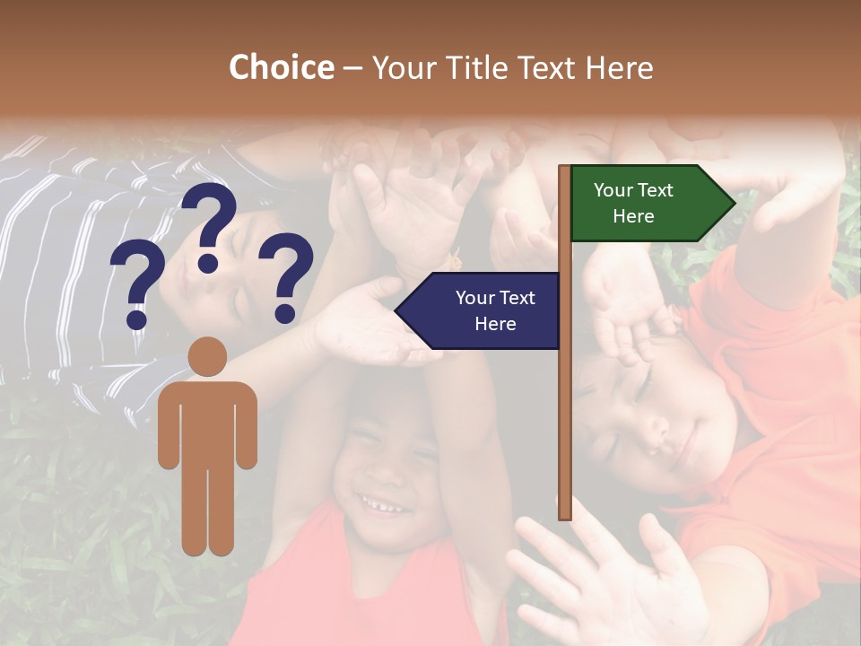 Four Children Playing In The Park. PowerPoint Template