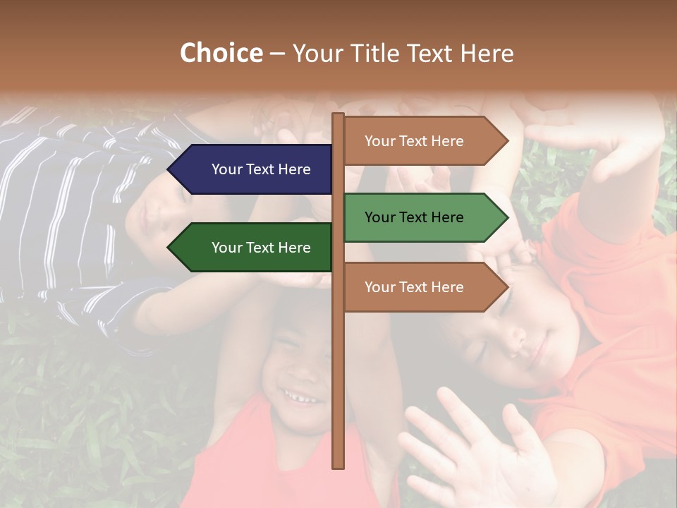 Four Children Playing In The Park. PowerPoint Template