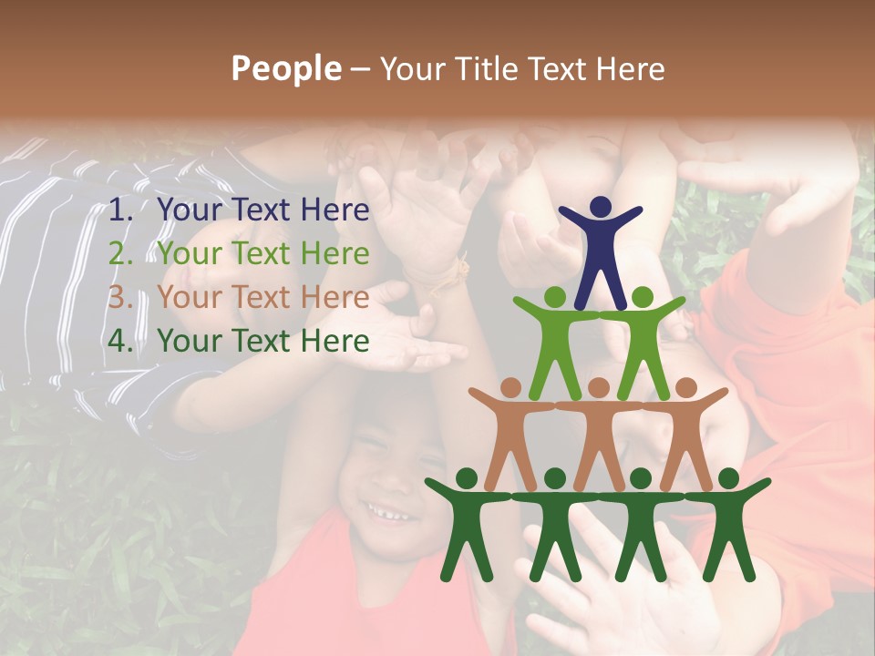 Four Children Playing In The Park. PowerPoint Template