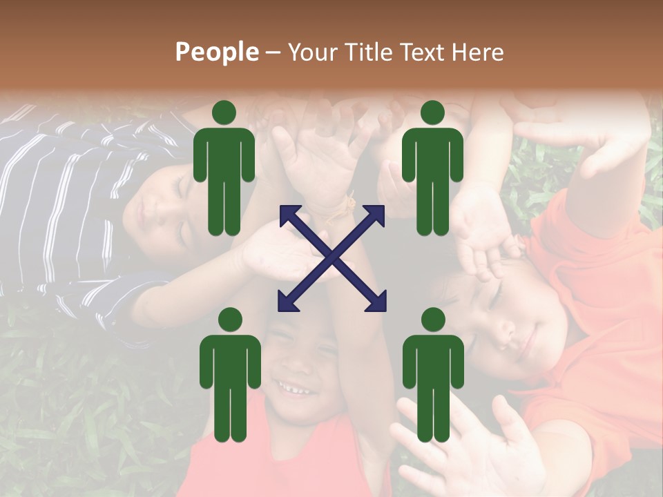 Four Children Playing In The Park. PowerPoint Template