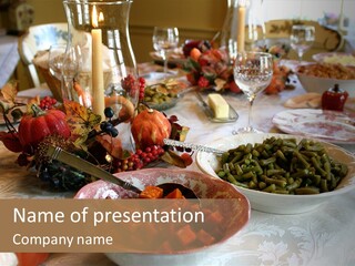 Thanksgiving Holiday Dinner Table PowerPoint Template