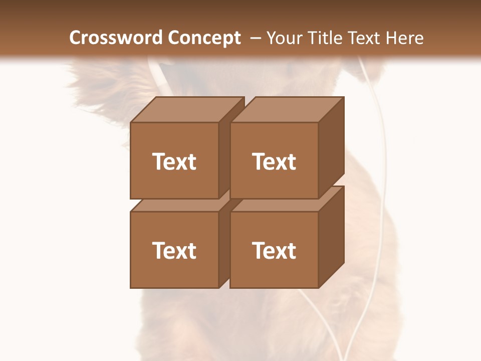 Young Puppy Listening To Music On Headphones. PowerPoint Template