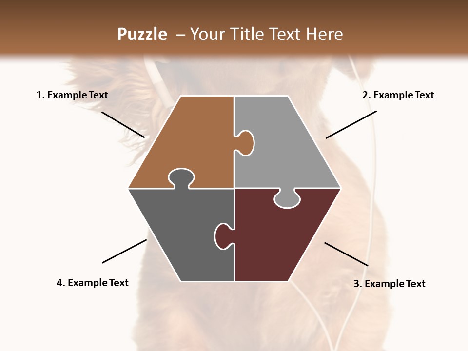 Young Puppy Listening To Music On Headphones. PowerPoint Template