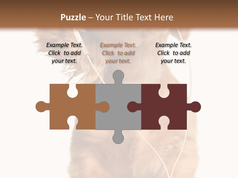 Young Puppy Listening To Music On Headphones. PowerPoint Template
