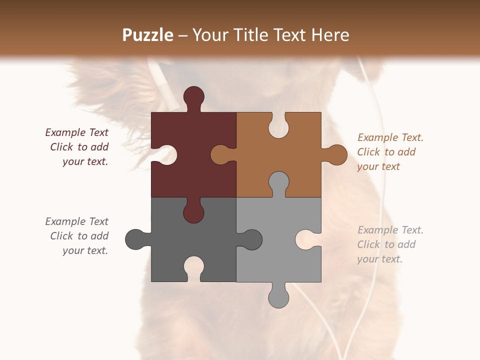 Young Puppy Listening To Music On Headphones. PowerPoint Template