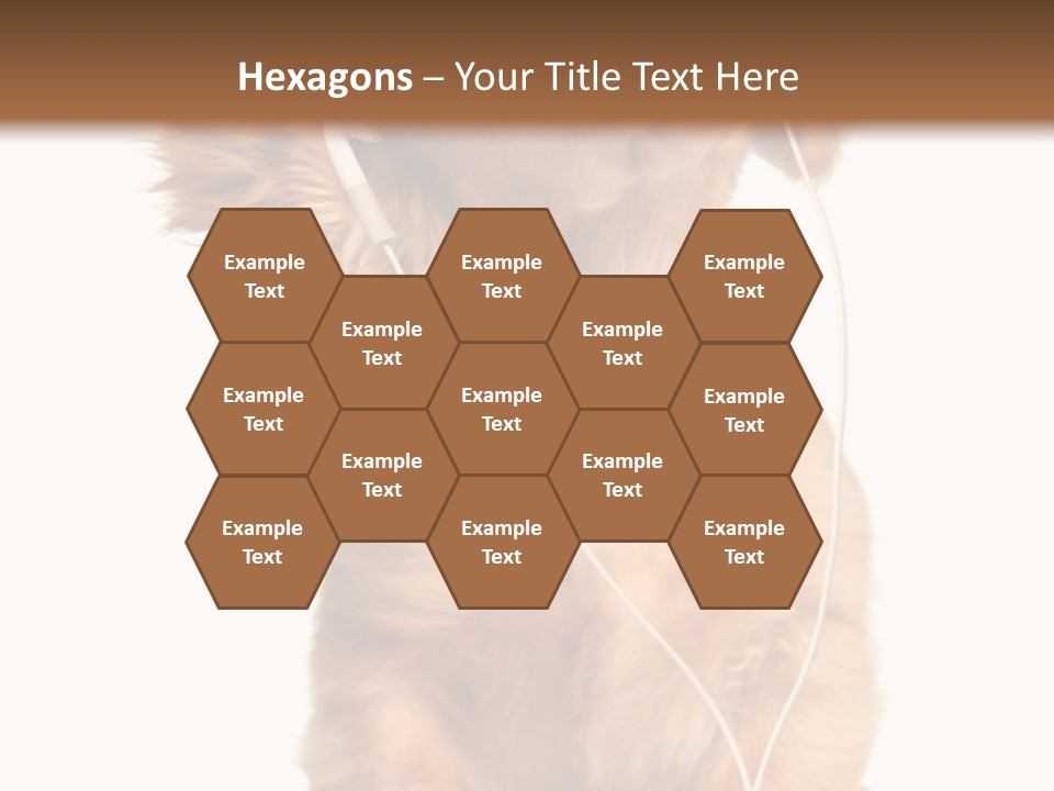 Young Puppy Listening To Music On Headphones. PowerPoint Template