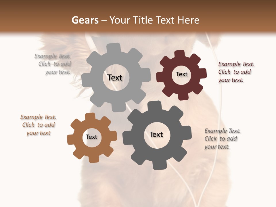 Young Puppy Listening To Music On Headphones. PowerPoint Template