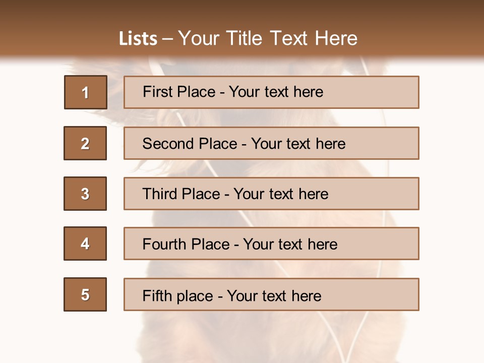 Young Puppy Listening To Music On Headphones. PowerPoint Template