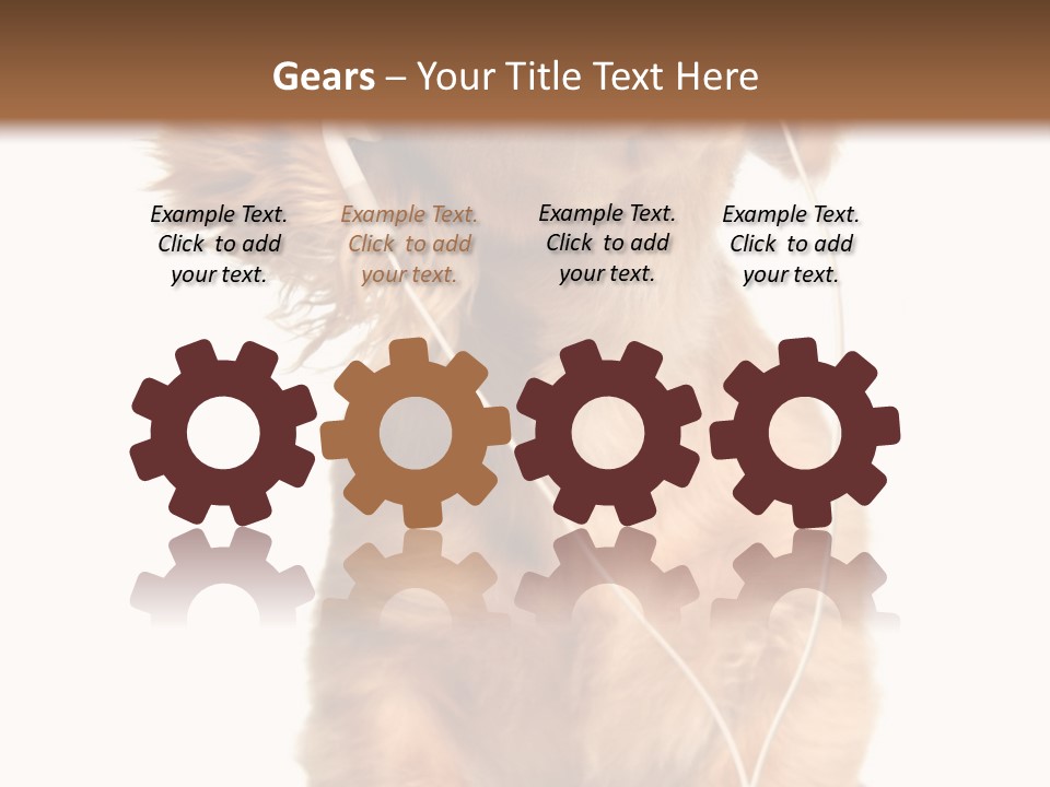 Young Puppy Listening To Music On Headphones. PowerPoint Template