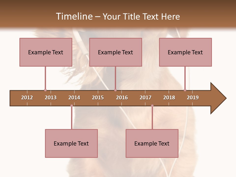 Young Puppy Listening To Music On Headphones. PowerPoint Template