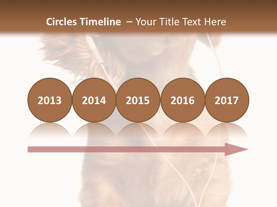 Young Puppy Listening To Music On Headphones. PowerPoint Template