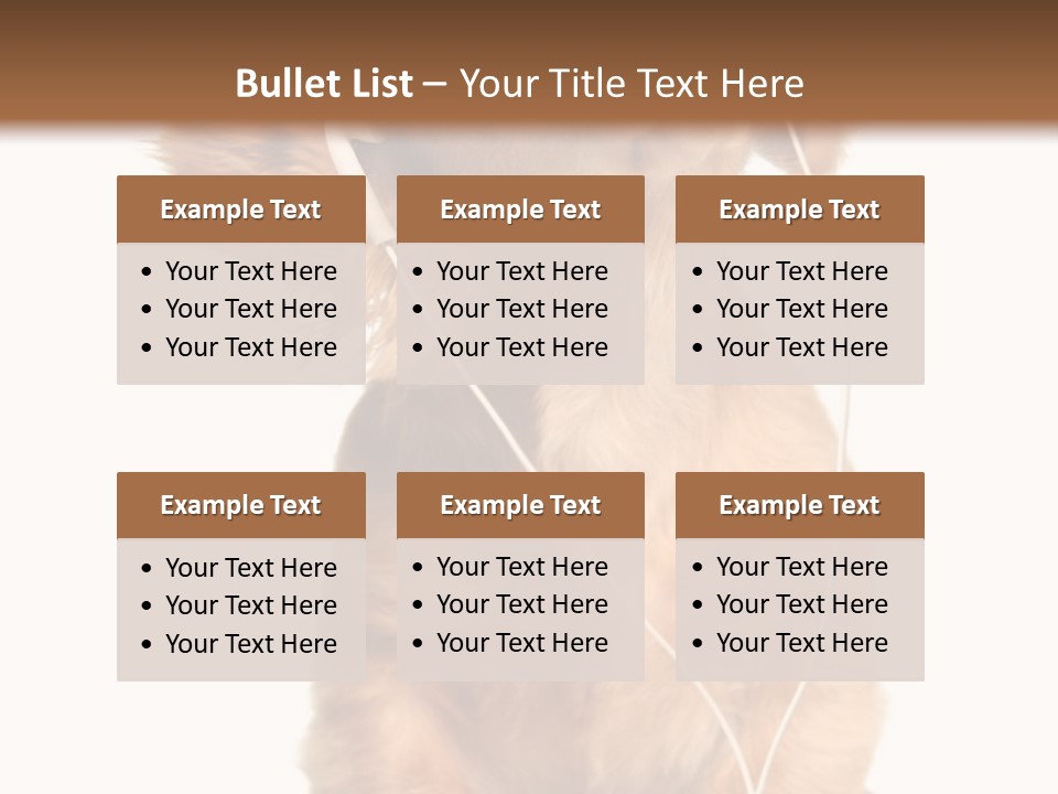 Young Puppy Listening To Music On Headphones. PowerPoint Template