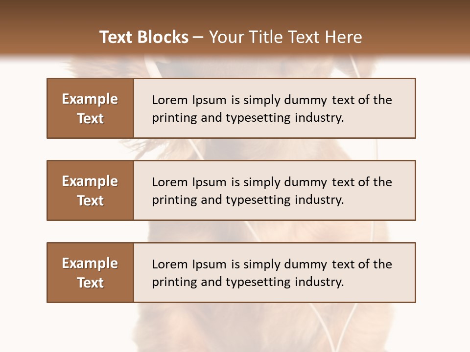 Young Puppy Listening To Music On Headphones. PowerPoint Template