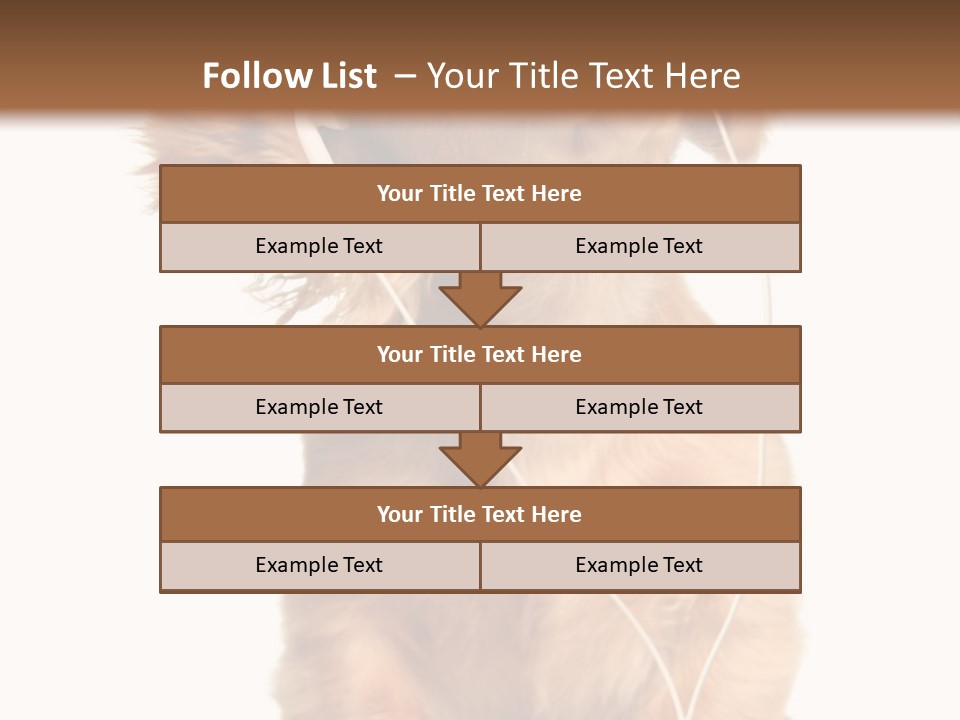 Young Puppy Listening To Music On Headphones. PowerPoint Template