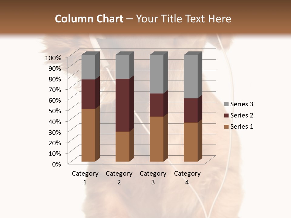 Young Puppy Listening To Music On Headphones. PowerPoint Template