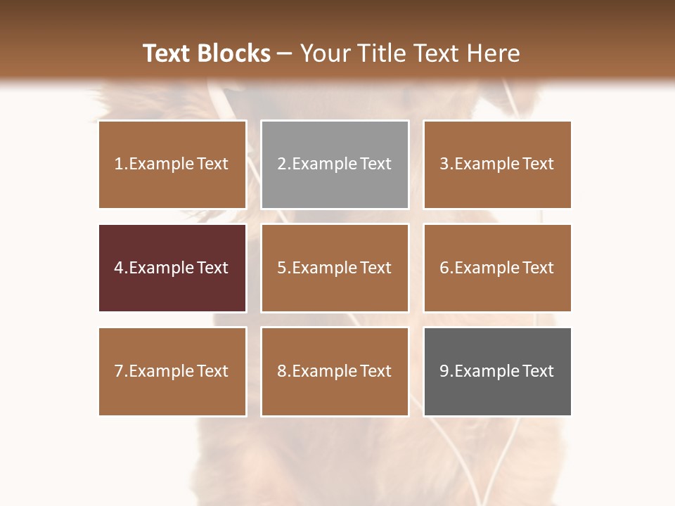 Young Puppy Listening To Music On Headphones. PowerPoint Template