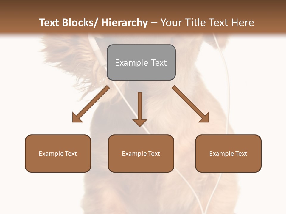 Young Puppy Listening To Music On Headphones. PowerPoint Template