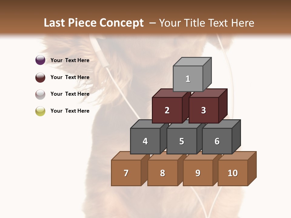 Young Puppy Listening To Music On Headphones. PowerPoint Template