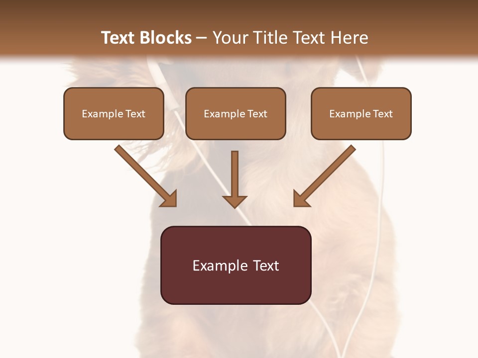 Young Puppy Listening To Music On Headphones. PowerPoint Template