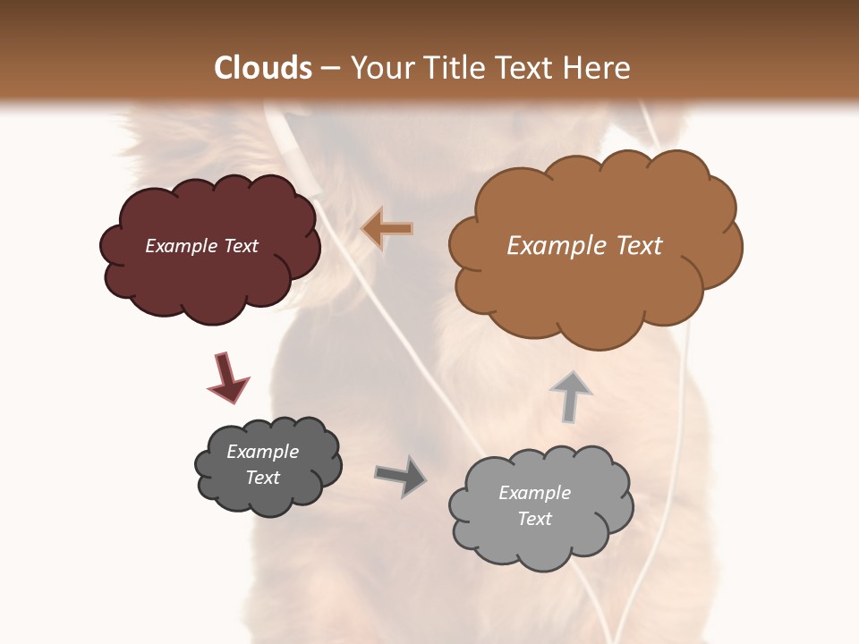 Young Puppy Listening To Music On Headphones. PowerPoint Template