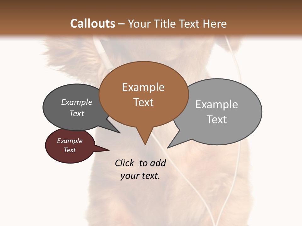 Young Puppy Listening To Music On Headphones. PowerPoint Template