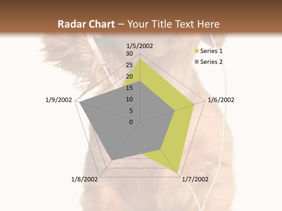 Young Puppy Listening To Music On Headphones. PowerPoint Template