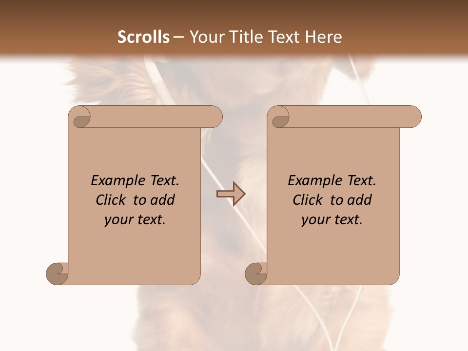 Young Puppy Listening To Music On Headphones. PowerPoint Template