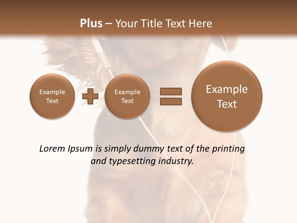 Young Puppy Listening To Music On Headphones. PowerPoint Template