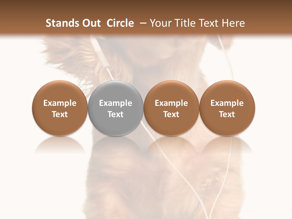 Young Puppy Listening To Music On Headphones. PowerPoint Template