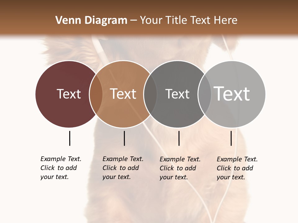 Young Puppy Listening To Music On Headphones. PowerPoint Template