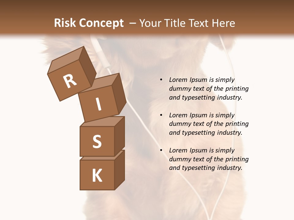 Young Puppy Listening To Music On Headphones. PowerPoint Template