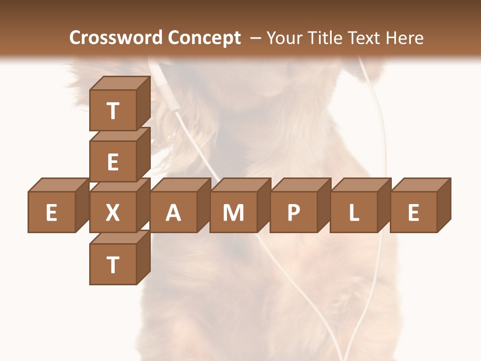 Young Puppy Listening To Music On Headphones. PowerPoint Template